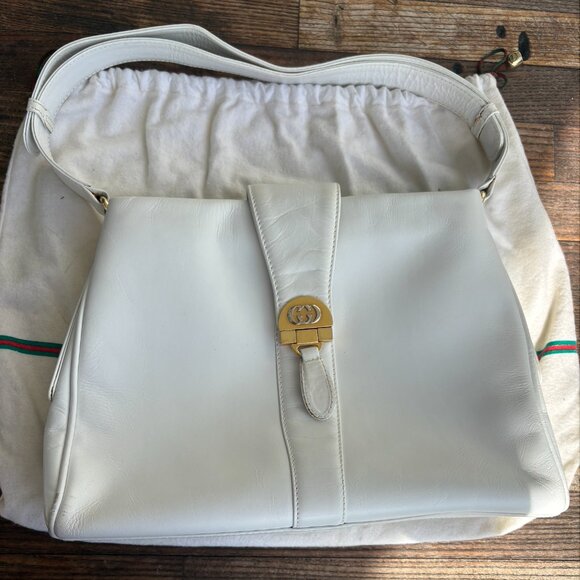 Vintage Gucci White Leather Shoulder Bag – 1960s/1970s Italian Classic - Picture 1 of 10